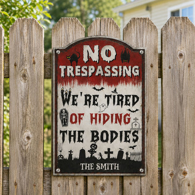 No Trespassing Halloween - Personalized Metal Sign