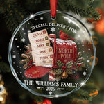 North Pole Custom Family Name Christmas Gifts Glass - Personalized Ornament 2