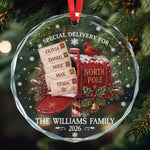 North Pole Custom Family Name Christmas Gifts Glass - Personalized Ornament 3