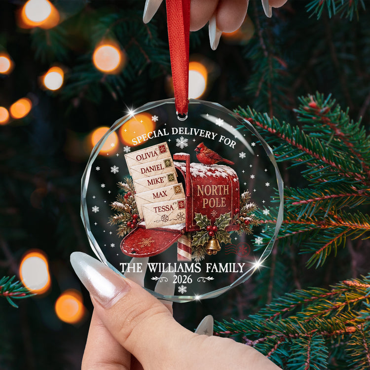 North Pole Custom Family Name Christmas Gifts Glass - Personalized Ornament 4