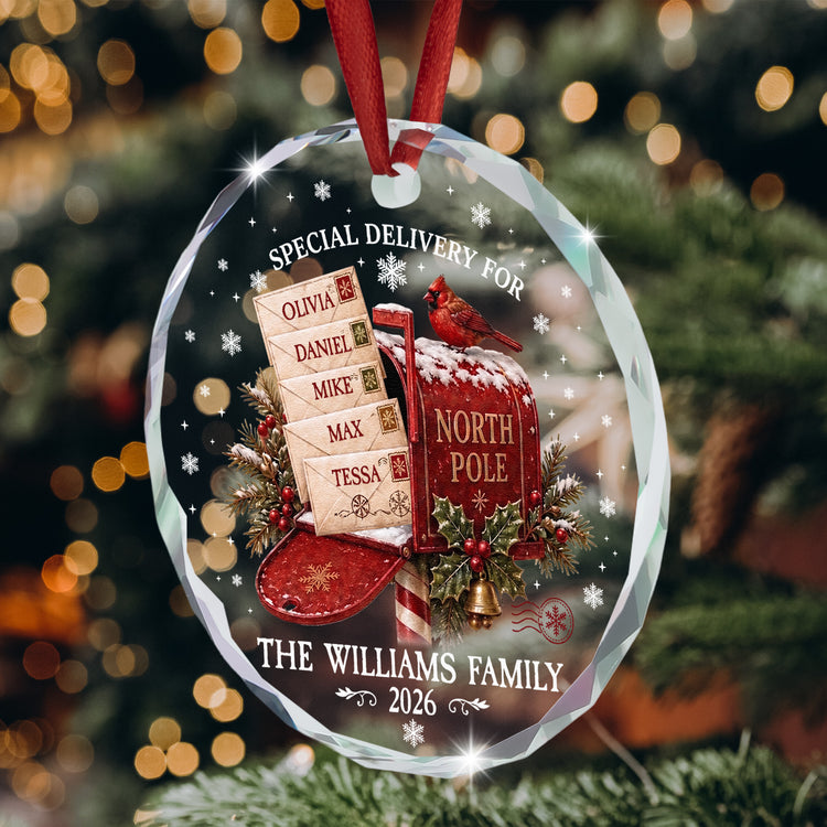 North Pole Custom Family Name Christmas Gifts Glass - Personalized Ornament 5