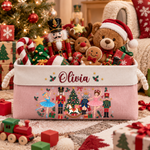 Nutcracker Christmas Custom Name Basket For Kids, Grandkids - Personalized Storage Basket 3