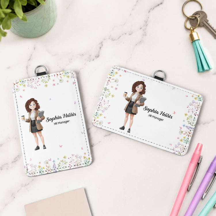 Office Cartoon Gift For Colleagues, Coworkers, Boss, Teacher - Personalized Badge Holder 2