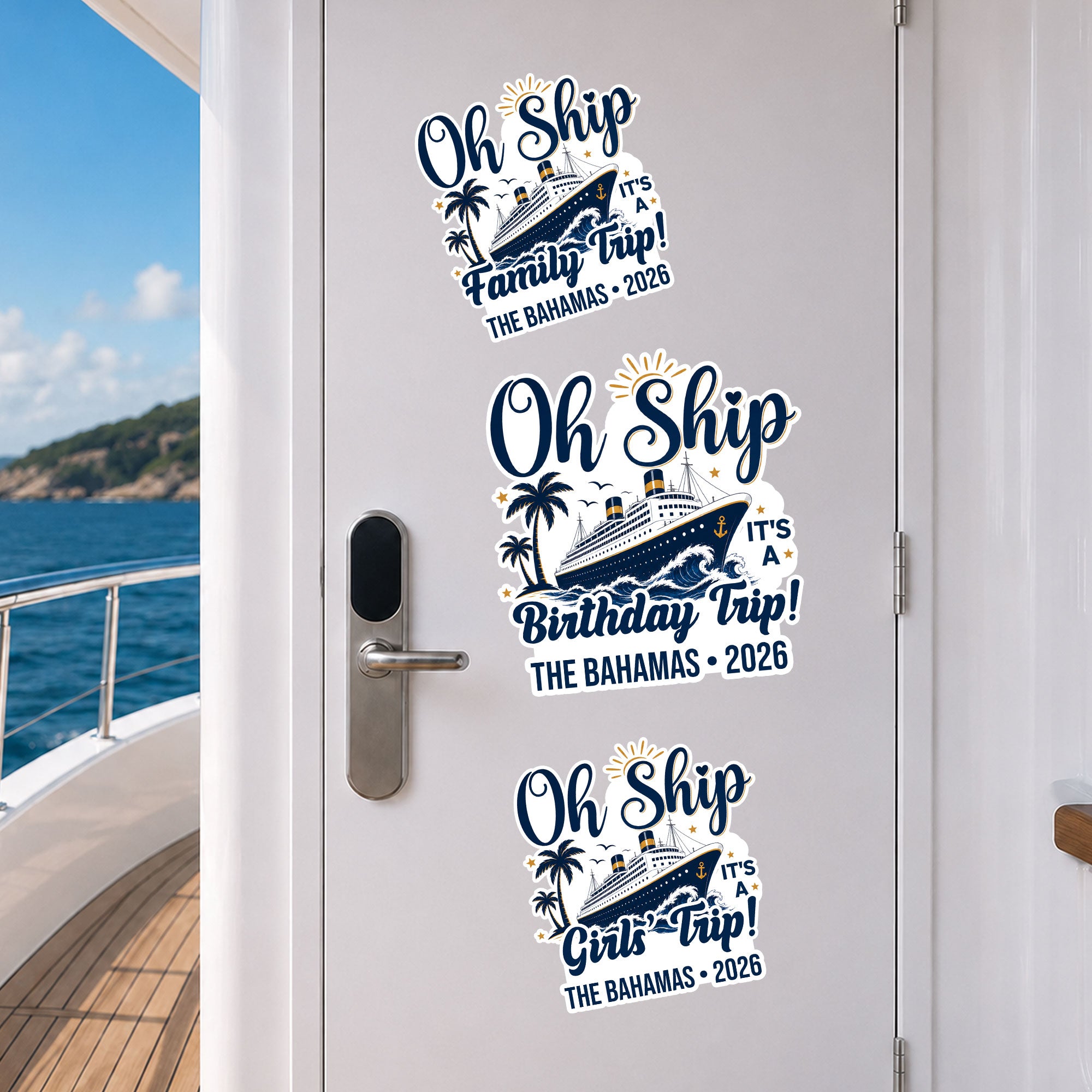 Oh Ship Cruise Door Signs Stateroom Decor Cruising Family Vacation, Girls Trip, Birthday Trip - Personalized Magnet 3
