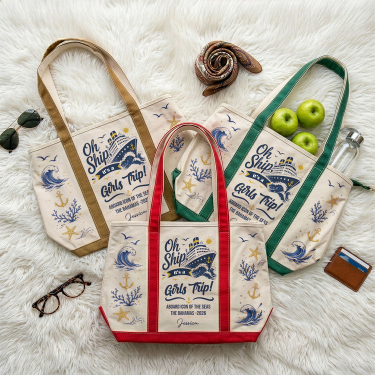 Oh Ship, It’S A Girls Trip! - Cruise Friends Vacation Travel Matching - Personalized Tote Bag 2