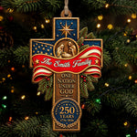 One Nation Under God Faith Family Freedom Patriotic Cross - Personalized Ornament 1