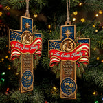 One Nation Under God Faith Family Freedom Patriotic Cross - Personalized Ornament 3