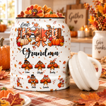 One Thankful Grandma Custom Grandkids Turkey - Thanksgiving Fall Season Decorations - Personalized Cookie Jar 1