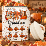 One Thankful Grandma Custom Grandkids Turkey - Thanksgiving Fall Season Decorations - Personalized Cookie Jar 2