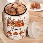 One Thankful Grandma Custom Grandkids Turkey - Thanksgiving Fall Season Decorations - Personalized Cookie Jar 4