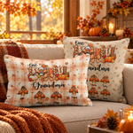 One Thankful Grandma Custom Grandkids Turkey - Thanksgiving Fall Season Decorations - Personalized Pillow Cover 3