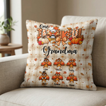 One Thankful Grandma Custom Grandkids Turkey - Thanksgiving Fall Season Decorations - Personalized Pillow Cover 9