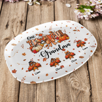 One Thankful Grandma - Custom Grandkids Turkey - Thanksgiving Fall Season Decorations - Personalized Platter 5