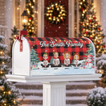 Our Family Festive Plant Buffalo Plaid - Personalized Mailbox Cover 1