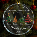 Our First Christmas As A Family Crystal Christmas Tree - Personalized Ornament 1