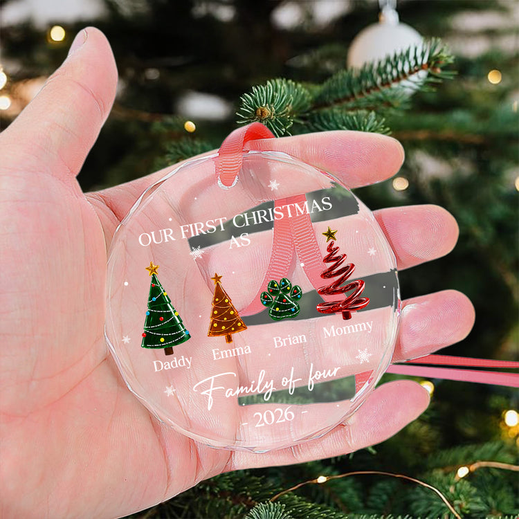 Our First Christmas As A Family Crystal Christmas Tree - Personalized Ornament 3
