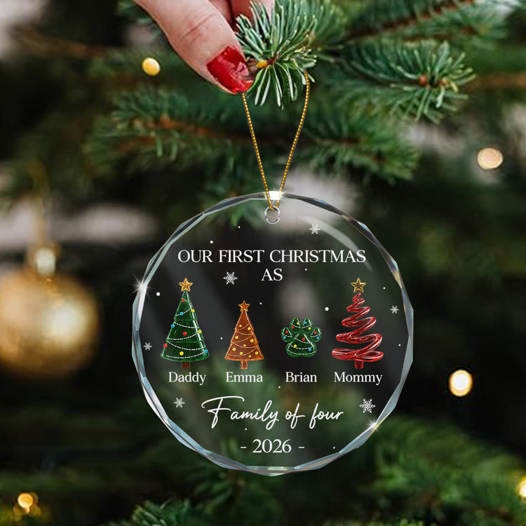 Our First Christmas As A Family Crystal Christmas Tree - Personalized Ornament 4