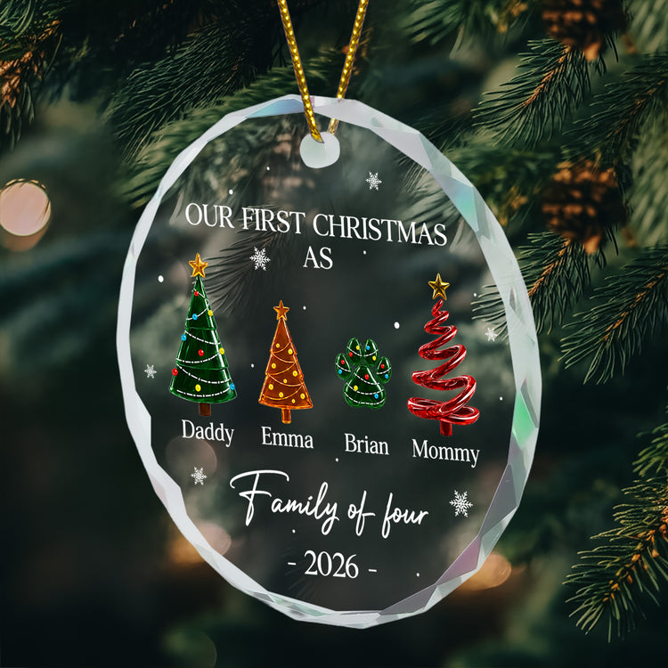 Our First Christmas As A Family Crystal Christmas Tree - Personalized Ornament 5