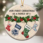Our First Christmas As A Family Stocking - Personalized Ornament 1