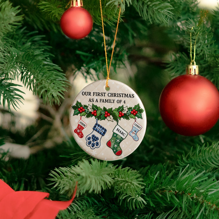 Our First Christmas As A Family Stocking - Personalized Ornament 4