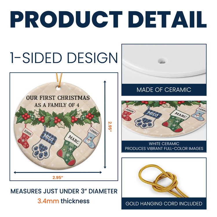 Our First Christmas As A Family Stocking - Personalized Ornament 5