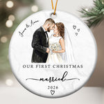 Our First Christmas As Mr & Mrs Ceramic Christmas Ornament Couple Gifts - Personalized Ornament 2