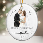 Our First Christmas As Mr & Mrs Ceramic Christmas Ornament Couple Gifts - Personalized Ornament 3