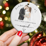 Our First Christmas As Mr & Mrs Ceramic Christmas Ornament Couple Gifts - Personalized Ornament 4
