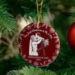 Our First Christmas Custom Couple Photo Sketch Line Art Christmas Gifts For Couple - Personalized Ornament 4