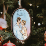 Our First Christmas Custom Couple Photo Waterclor Gifts For Her, Him - Personalized Ornament 3