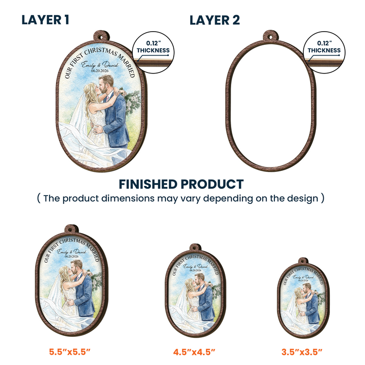 Our First Christmas Custom Couple Photo Waterclor Gifts For Her, Him - Personalized Ornament 5