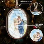 Our First Christmas Custom Couple Photo Waterclor Gifts For Her, Him - Personalized Ornament 6