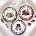 Our Friendship Is Endless Striped Pattern Christmas Gifts For Friends - Personalized Ornament 1