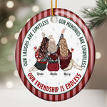 Our Friendship Is Endless Striped Pattern Christmas Gifts For Friends - Personalized Ornament 3