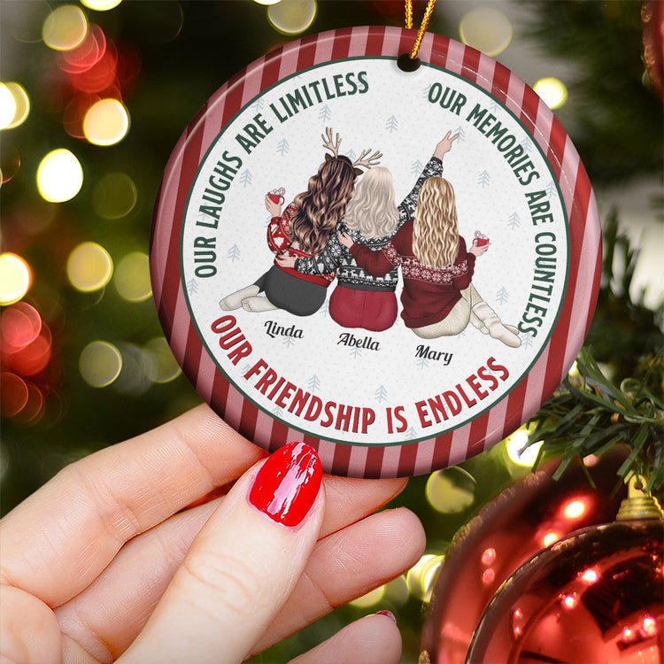 Our Friendship Is Endless Striped Pattern Christmas Gifts For Friends - Personalized Ornament 4