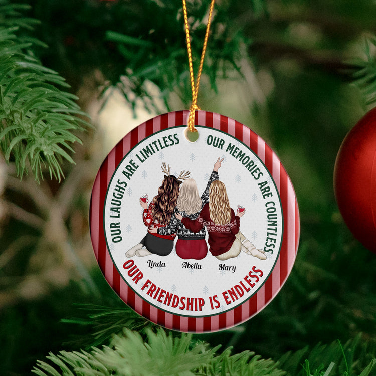 Our Friendship Is Endless Striped Pattern Christmas Gifts For Friends - Personalized Ornament 5