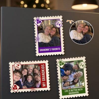 Our Grandkids Postage Stamp Memories Photo - Personalized Magnet