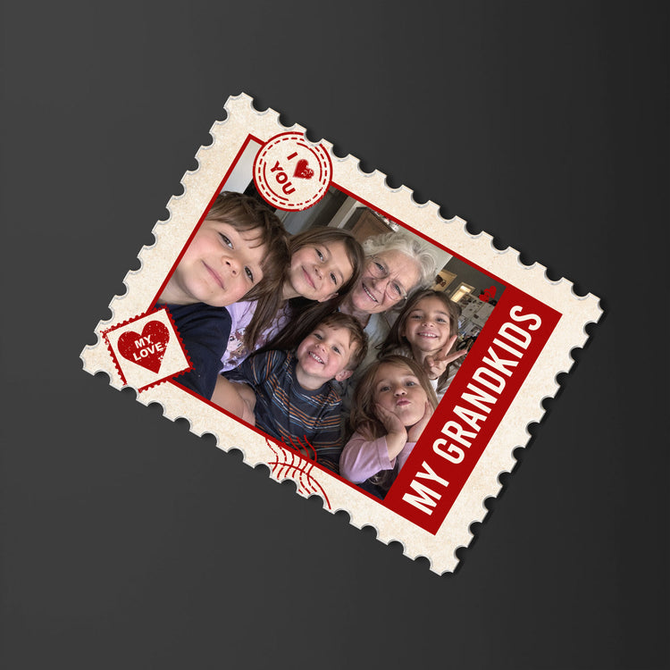 Our Grandkids Postage Stamp Memories Photo - Personalized Magnet 3