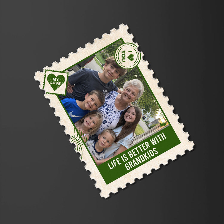 Our Grandkids Postage Stamp Memories Photo - Personalized Magnet 4