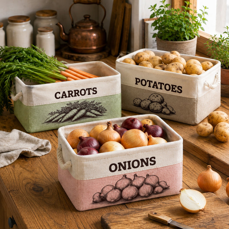 Pantry Storage Potato, Onion, Garlic, Veggie - Custom For Wife, Grandma, Mom - Personalized Storage Basket 2