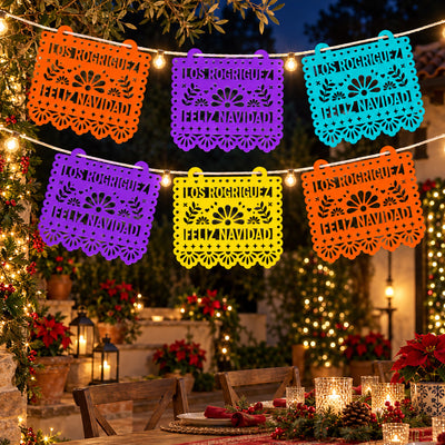 Papel Picado Con Nombre Personalizado - Decoración Para El Hogar Y Navidad - Guirnalda de Banderines Personalizada