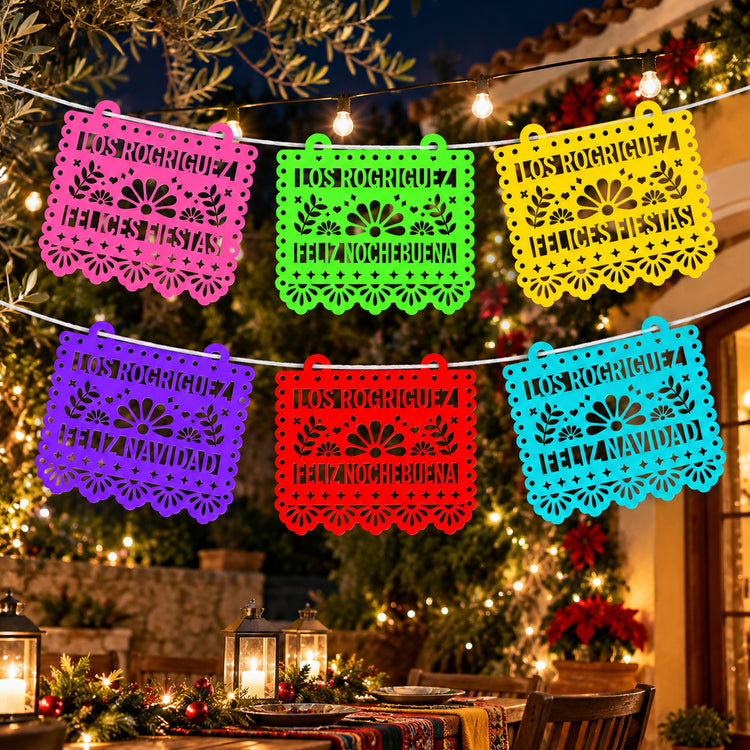 Papel Picado Con Nombre Personalizado - Decoración Para El Hogar Y Navidad - Guirnalda de Banderines Personalizada  2