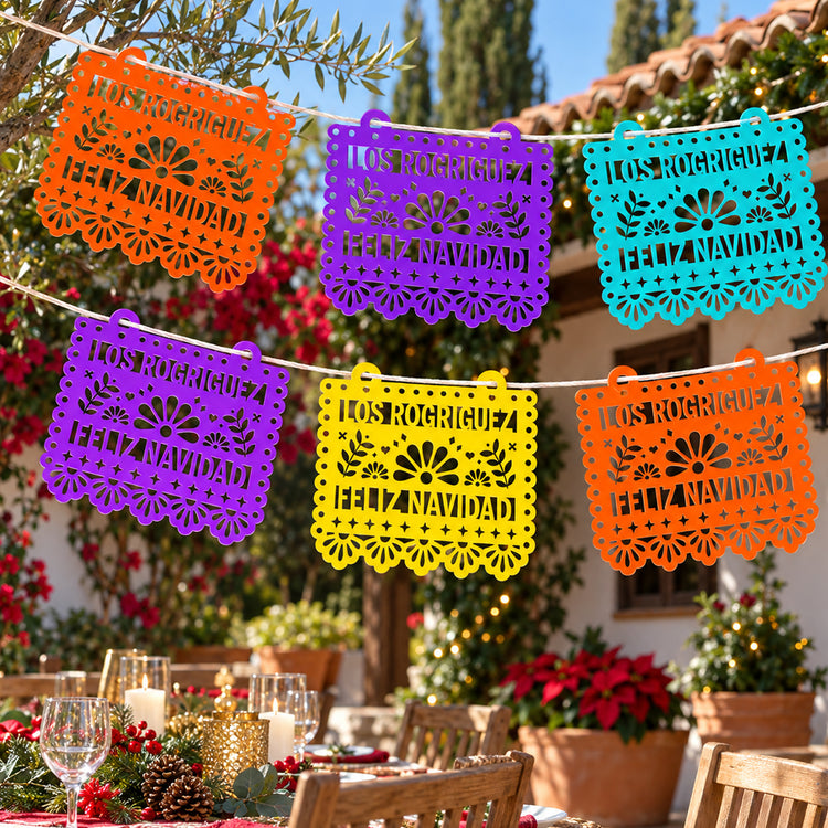Papel Picado Con Nombre Personalizado - Decoración Para El Hogar Y Navidad - Guirnalda de Banderines Personalizada  4
