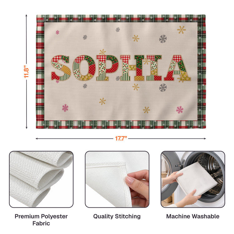 Patchwork Name Gift For Family - Personalized Placemat 2