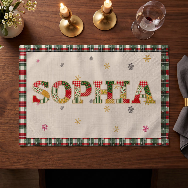 Patchwork Name Gift For Family - Personalized Placemat 4