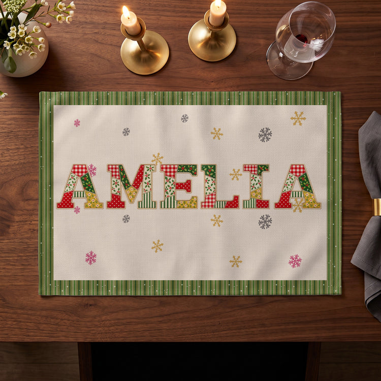 Patchwork Name Gift For Family - Personalized Placemat 5
