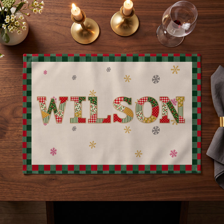 Patchwork Name Gift For Family - Personalized Placemat 7