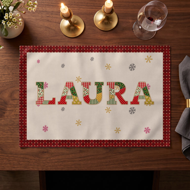 Patchwork Name Gift For Family - Personalized Placemat 8