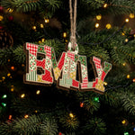 Patchwork Print Christmas Theme With Name - Personalized Ornament 2