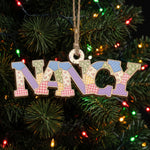 Patchwork Print Christmas Theme With Name - Personalized Ornament 3